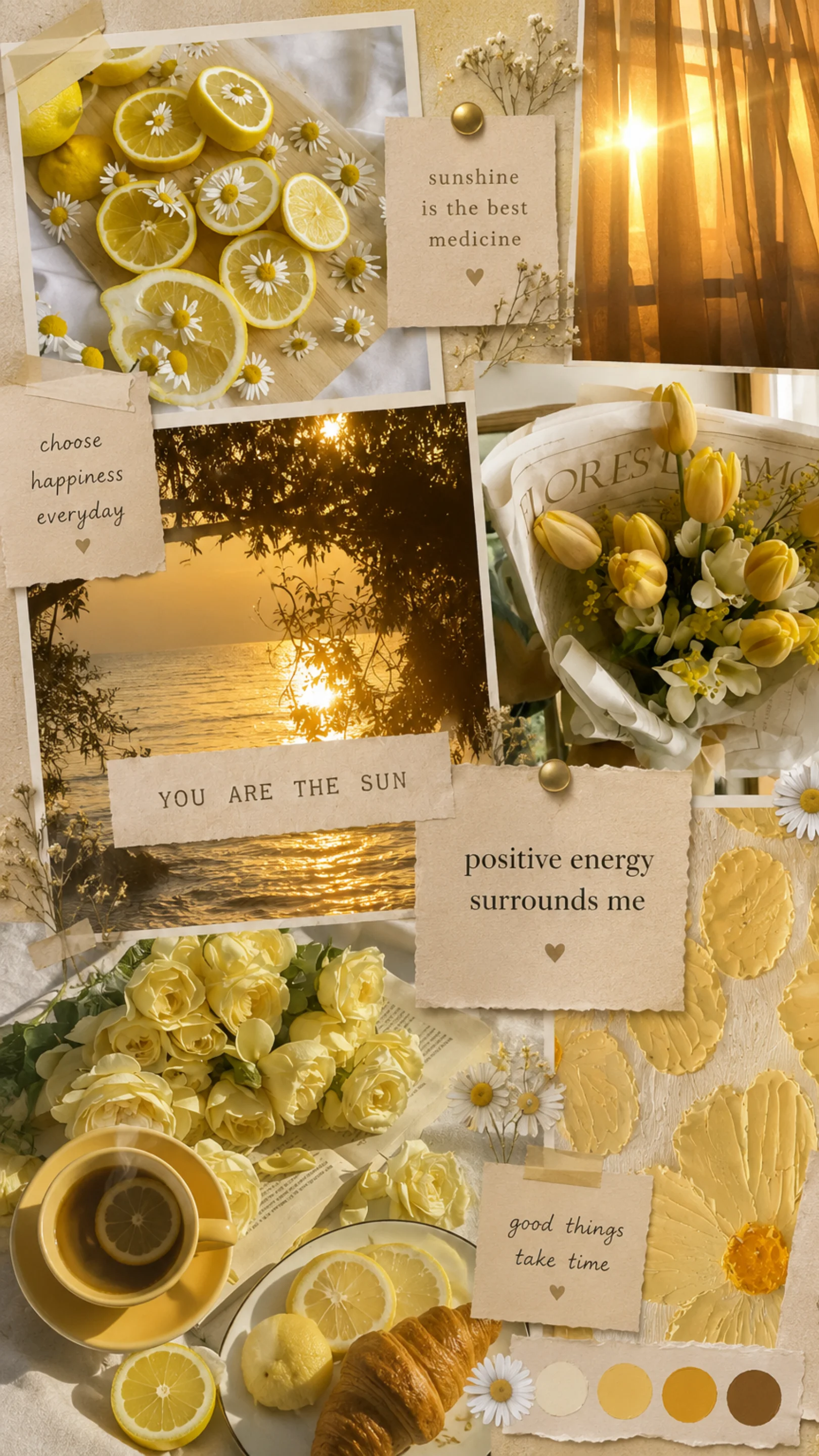 Golden Hour Bliss aesthetic moodboard