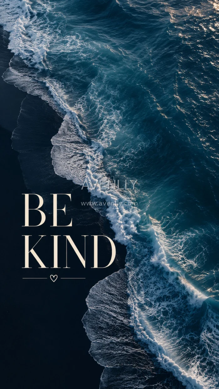 Be Kind – Aesthetic Ocean Wave Quote Wallpaper