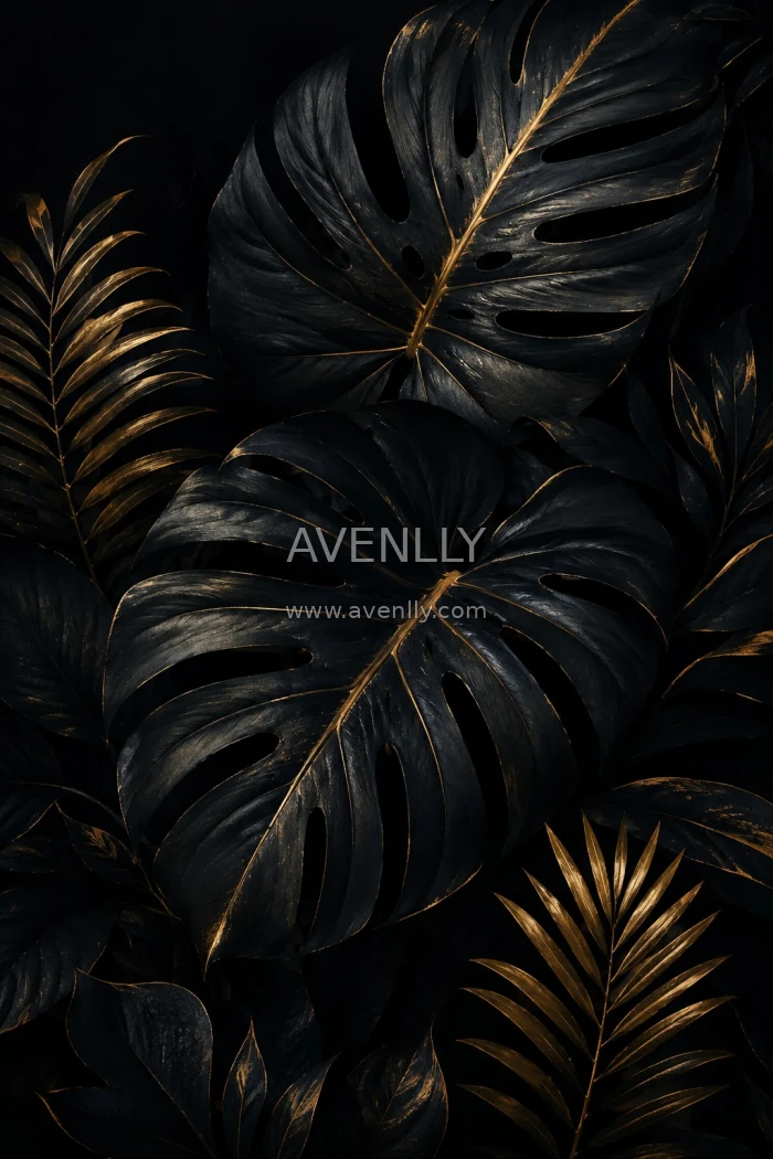 Black Gold Botanical Aesthetic Wallpaper