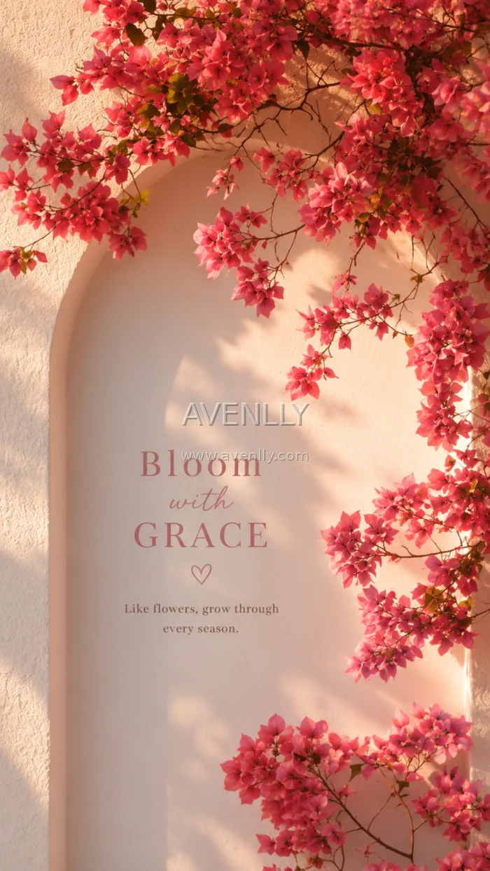 Bloom with Grace Pink Floral Aesthetic Wallpaper