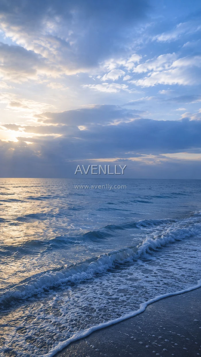 Blue Ocean Sunset Aesthetic Wallpaper