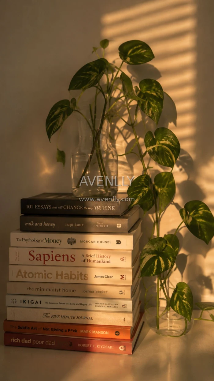Books & Plants Aesthetic Wallpaper | Cozy Golden Hour Reading Corner (4K)