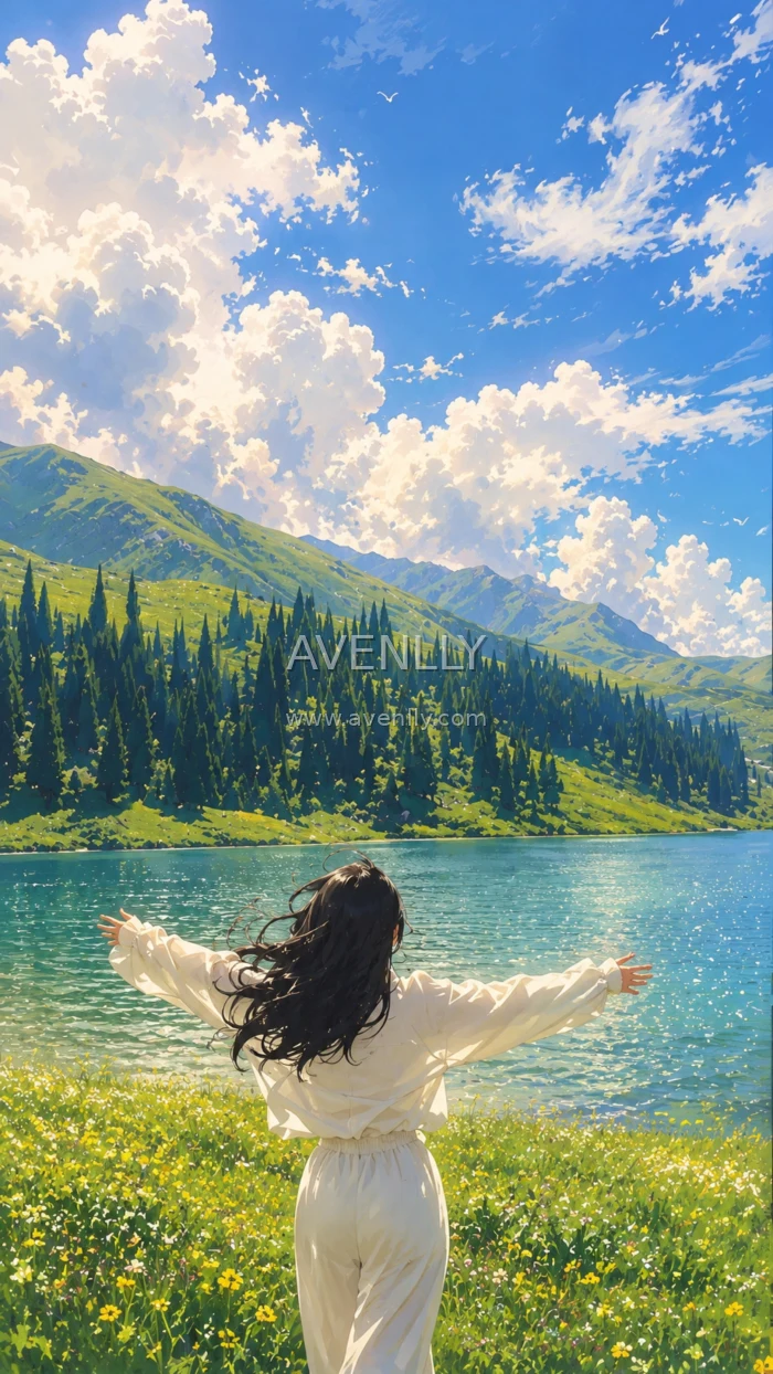 Breathe in Freedom | Scenic Lake Aesthetic Wallpaper HD