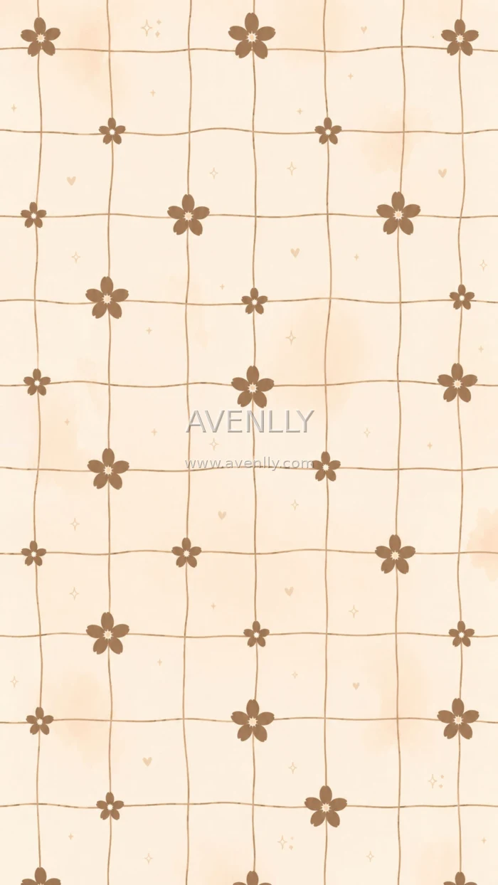 Brown Floral Grid Aesthetic Wallpaper 4K