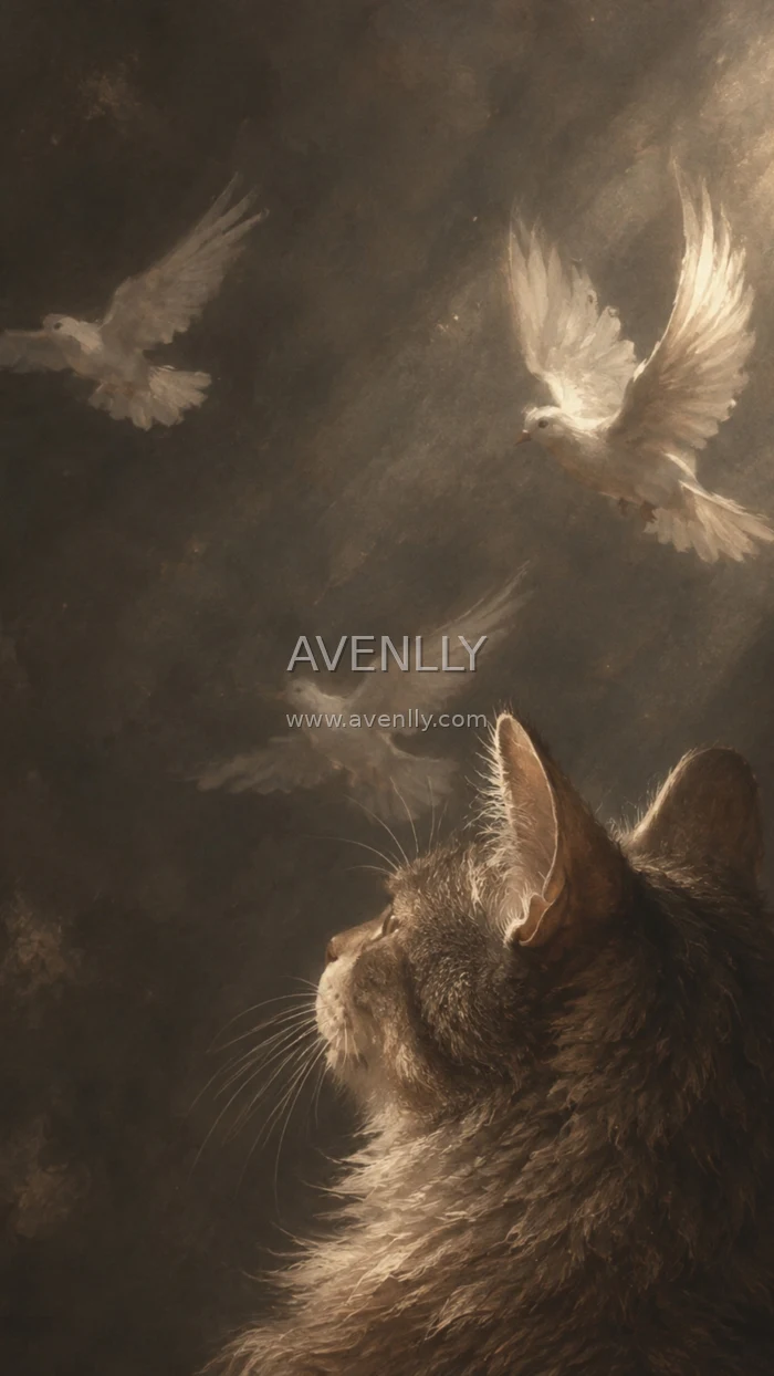 Cat & Doves Vintage Serenity