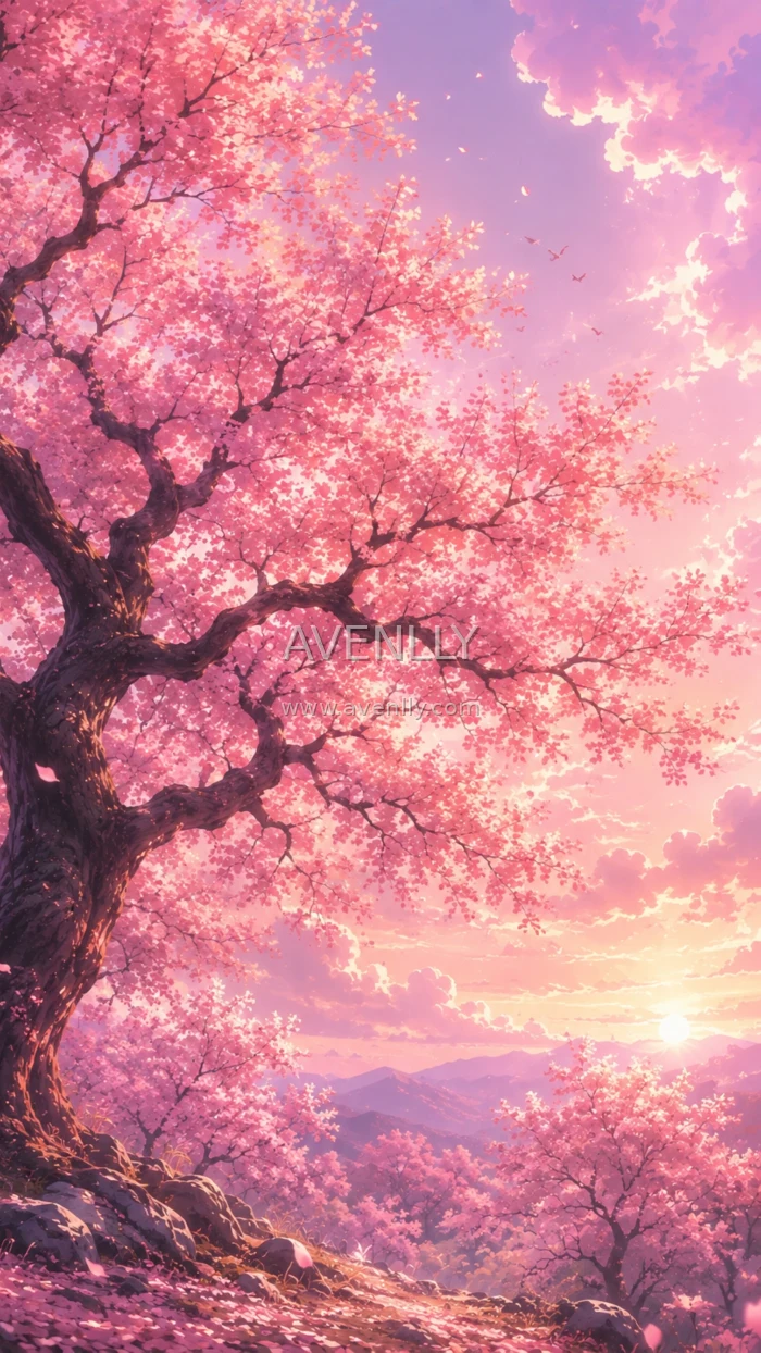 Cherry Blossom Sunset Dreamscape