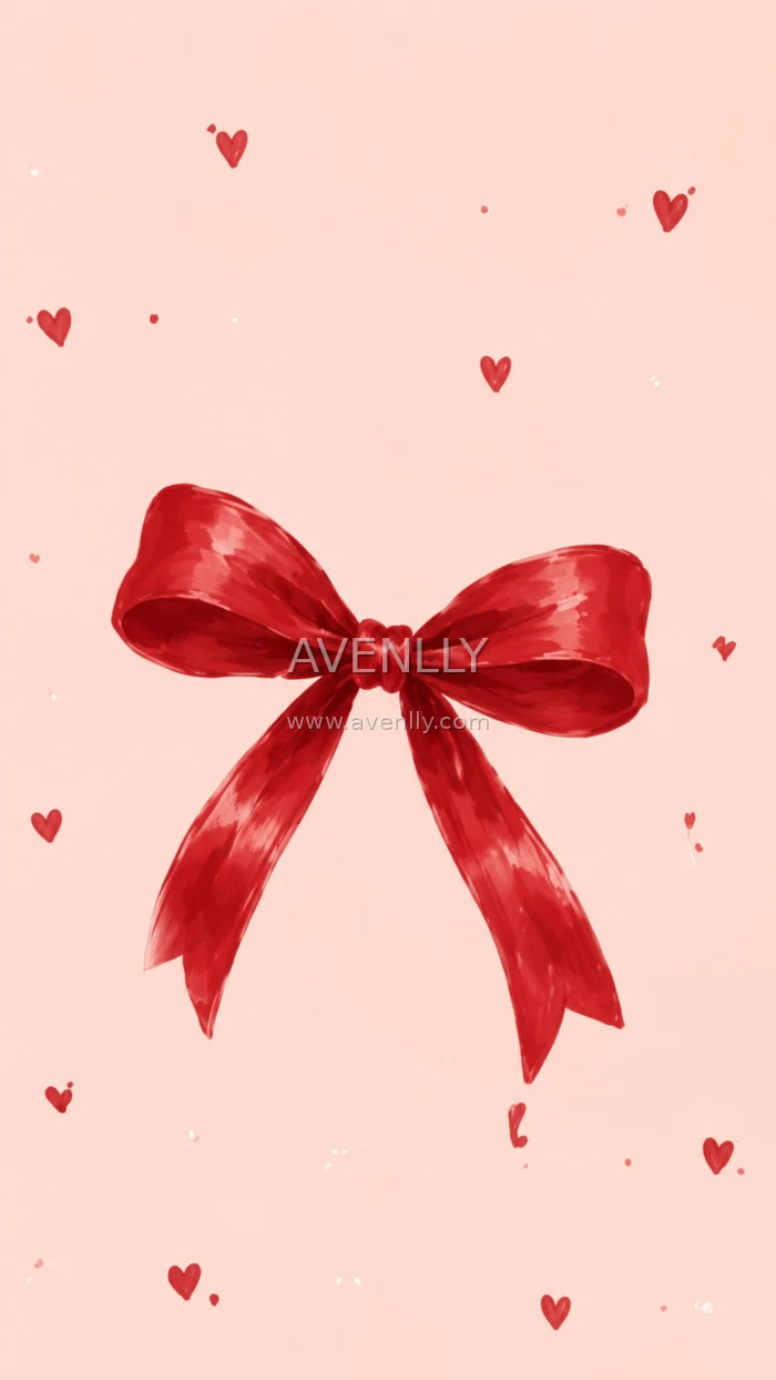 Cherry Red Bow Aesthetic Wallpaper | Cute Minimal Pink Phone Background (4K)