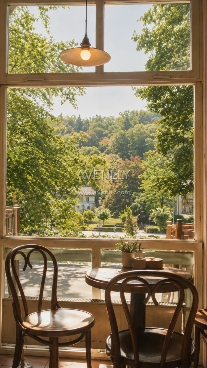 Cozy Cafe Window Nature Aesthetic Wallpaper