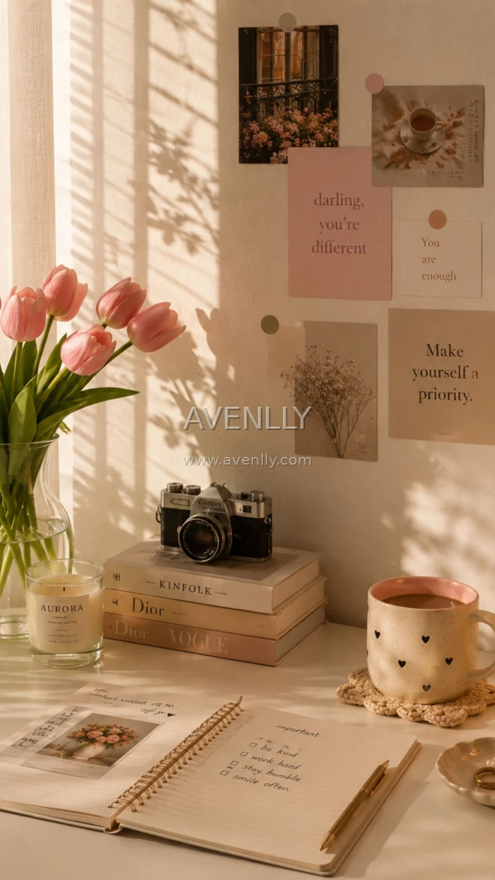 Cozy Desk Aesthetic Wallpaper 4K HD for iPhone & Android