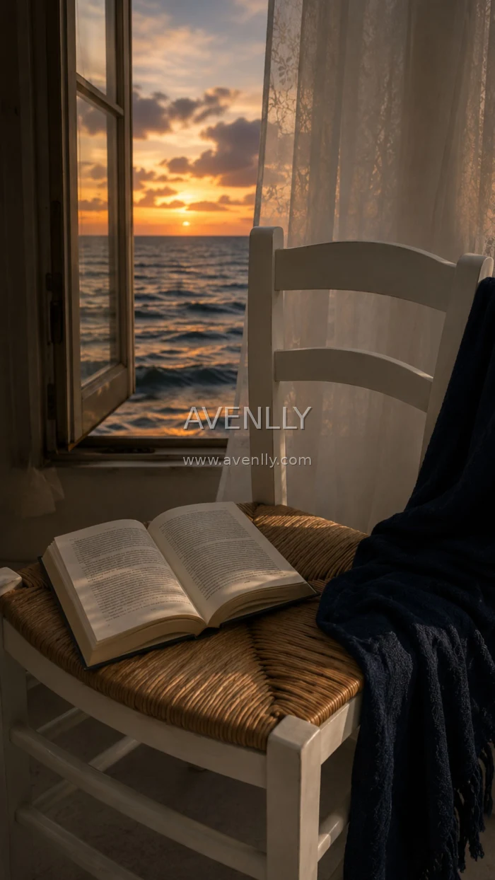 Cozy Reading Chair Ocean View Wallpaper