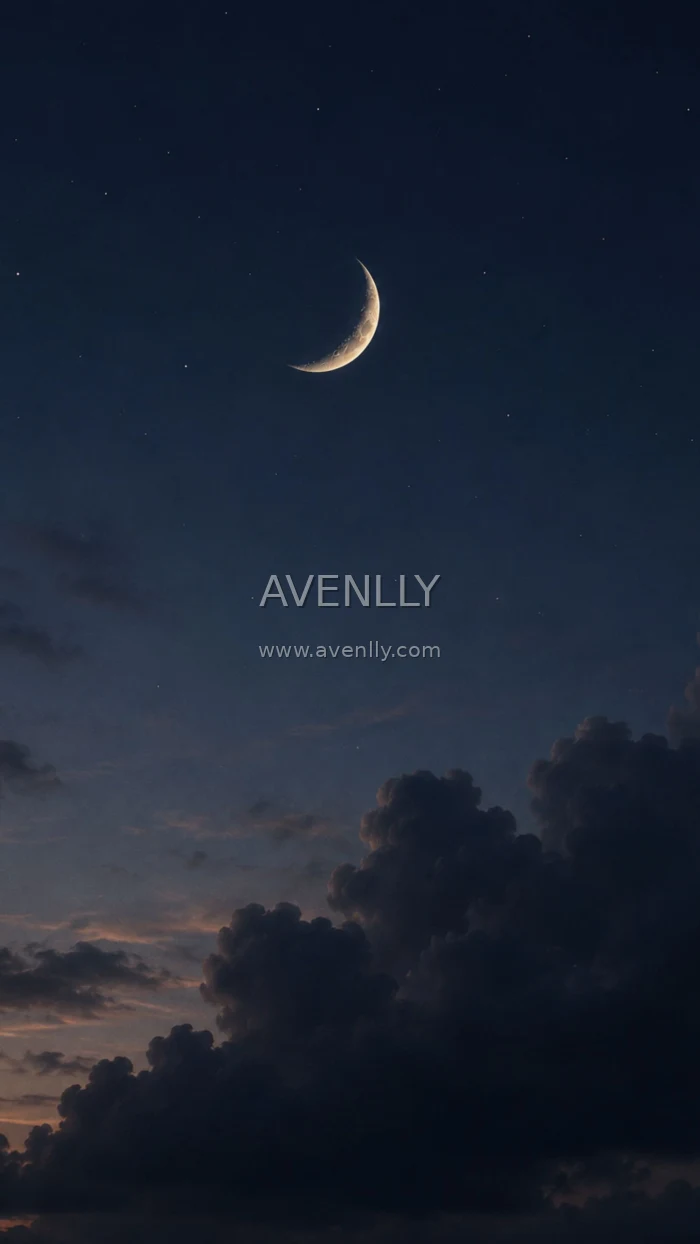 Crescent Moon Night Sky Wallpaper