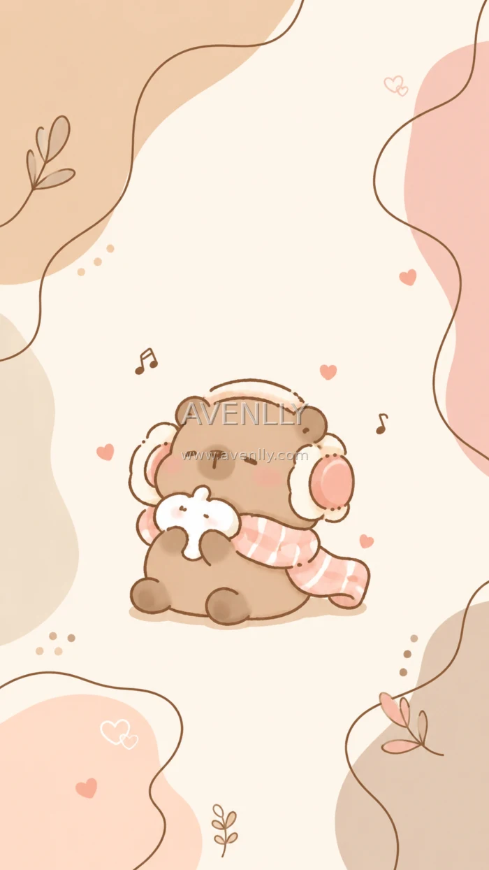 Cute Cozy Bear Aesthetic Wallpaper | Kawaii Phone Background