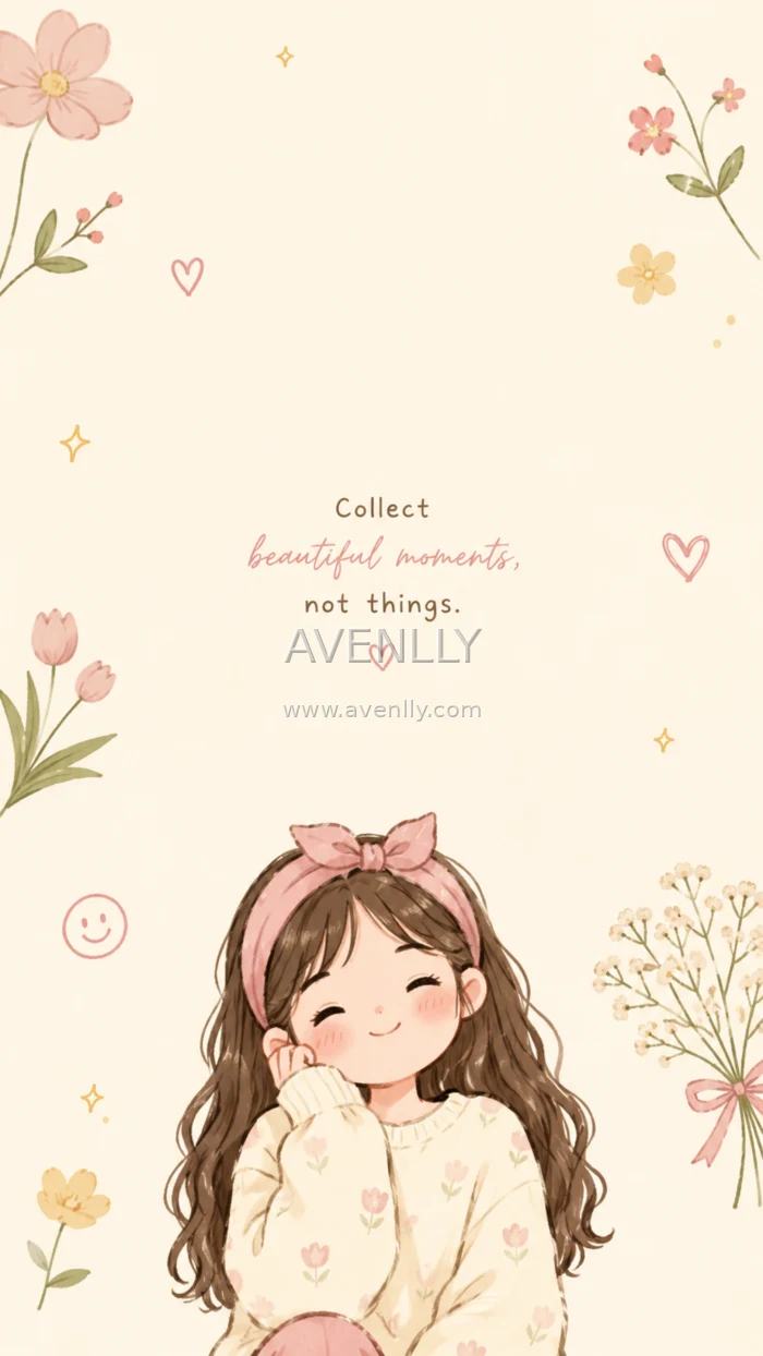 Cute Floral Girl Aesthetic Quote Wallpaper