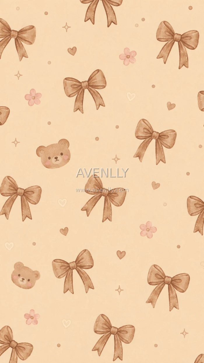 Cute Teddy Bow Aesthetic Wallpaper | Brown Phone Background