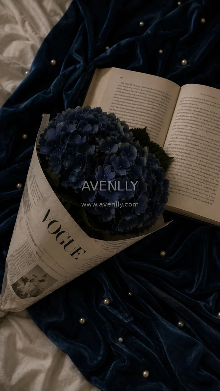Dark Blue Flower Bouquet Aesthetic Wallpaper
