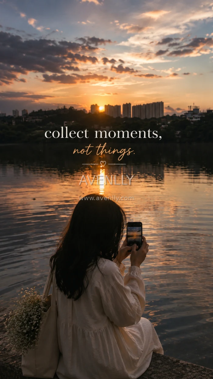 Dreamy Sunset Lake girl Aesthetic Wallpaper 4K