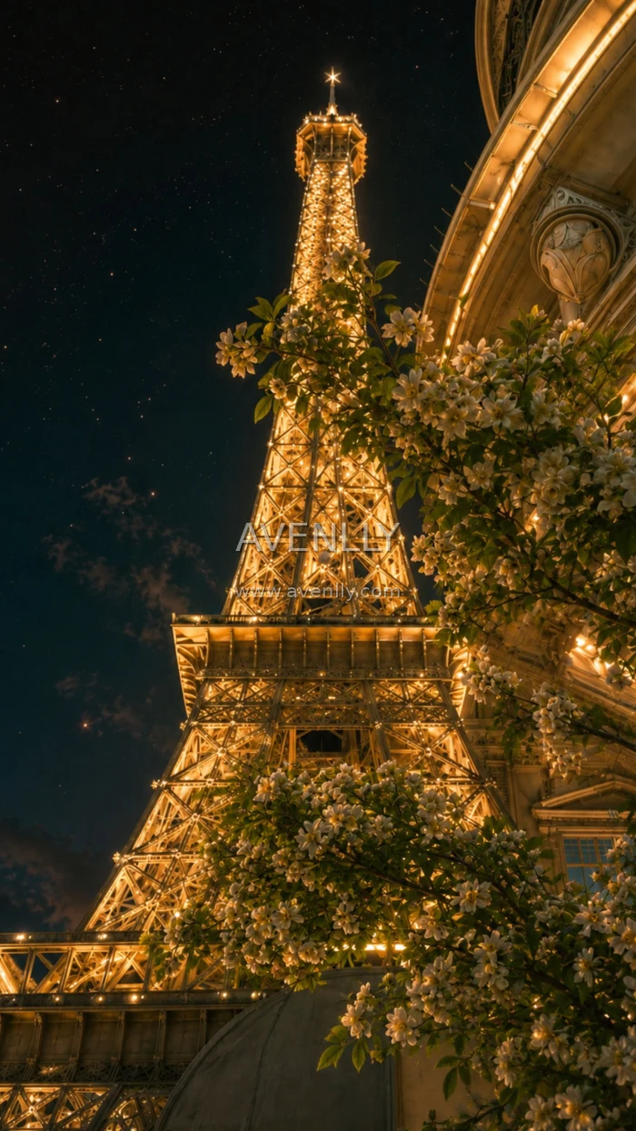 Eiffel Tower Night Aesthetic Wallpaper 4K