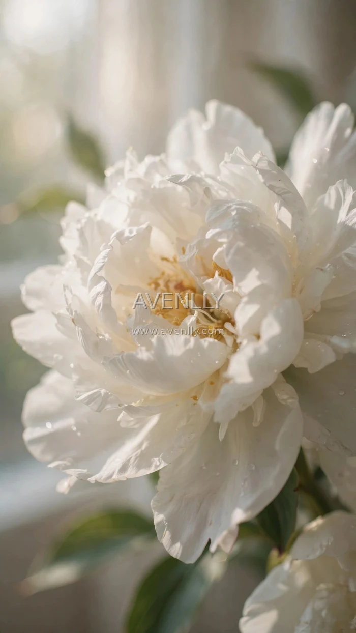 Elegant White Peonies Soft Petals Macro 4K Wallpaper