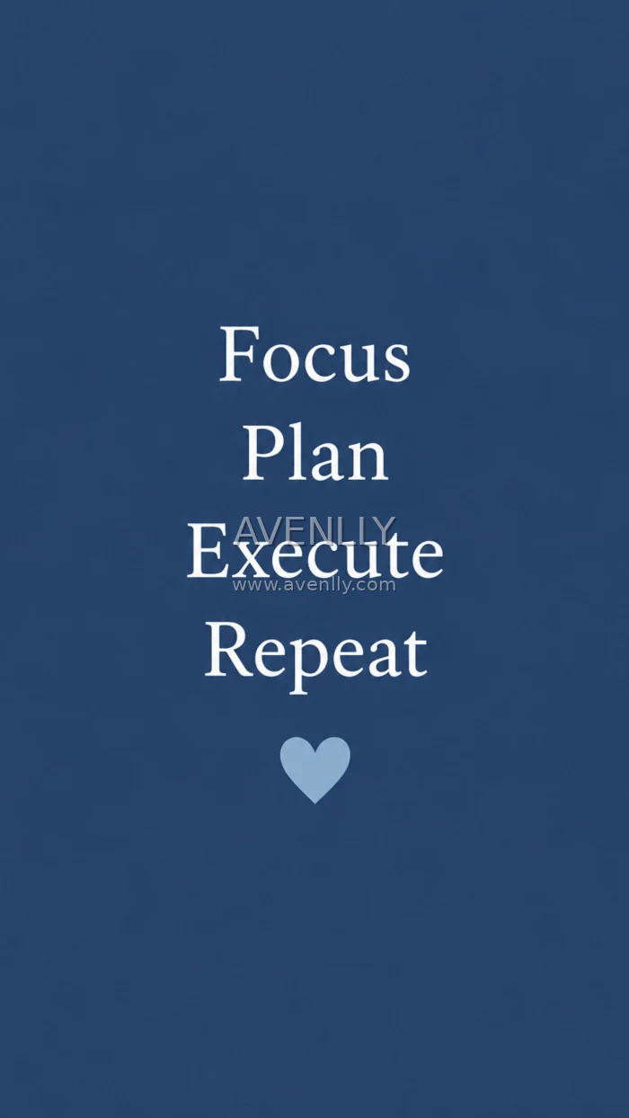 Focus Plan Execute Repeat | Blue Motivation Wallpaper