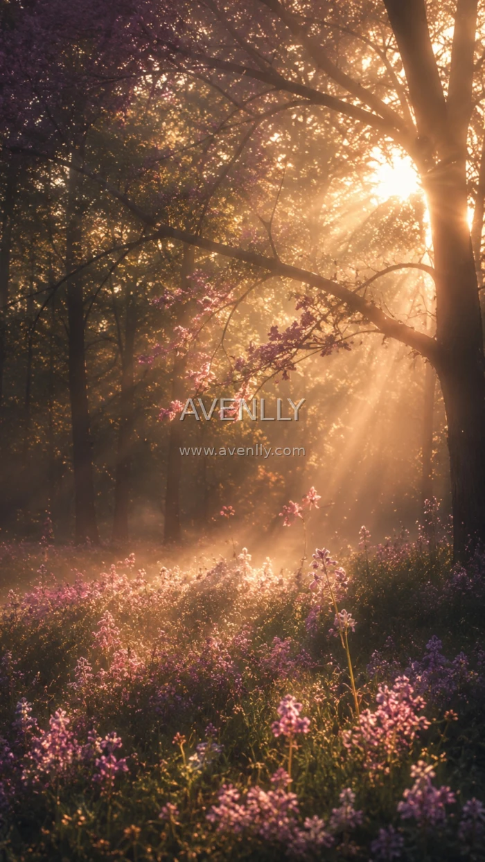 Golden Forest Wildflower Glow Aesthetic Wallpaper HD