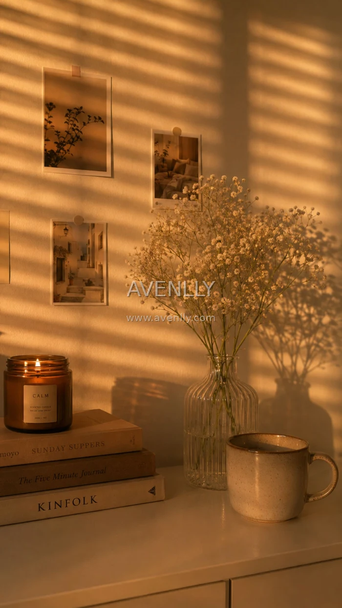 Golden Hour Wall Art Aesthetic Wallpaper | Cozy Minimal Room (4K)