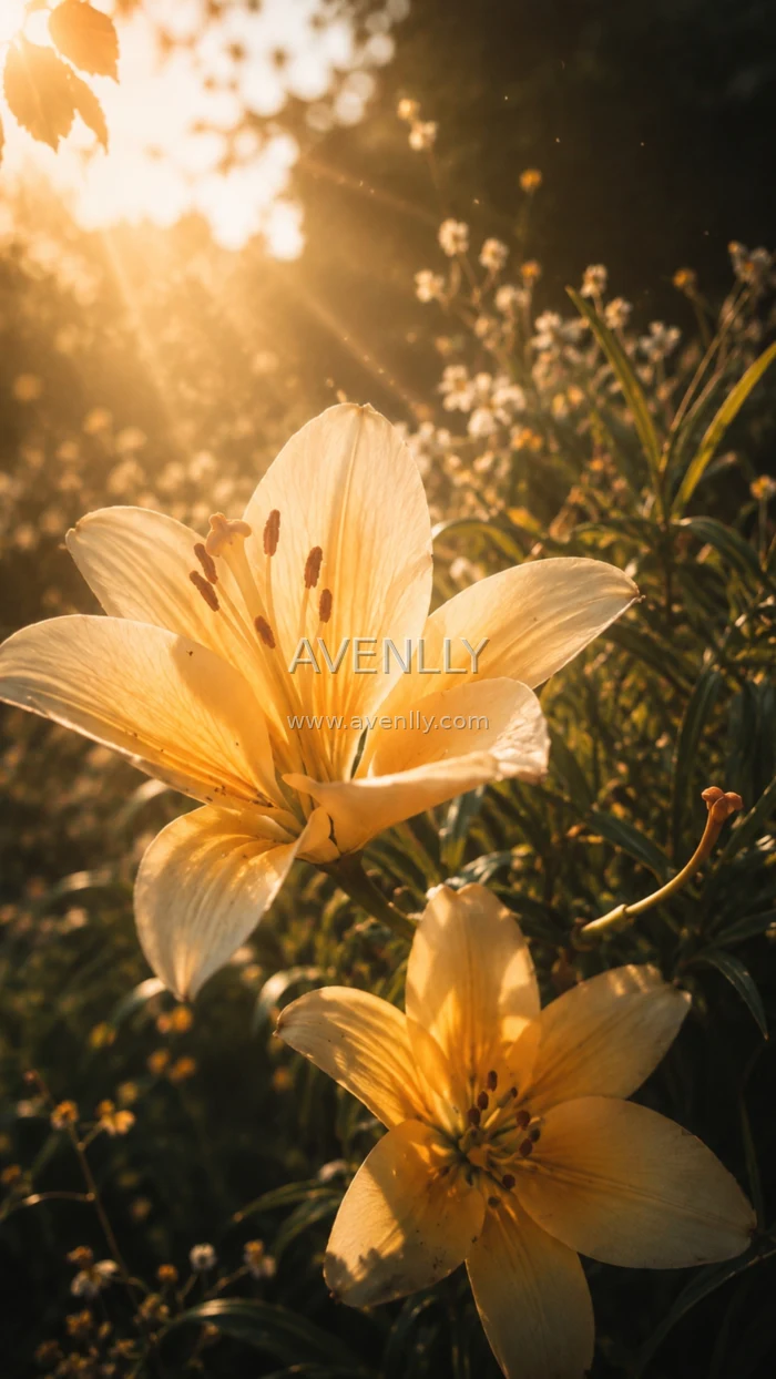 Golden Lily Flower Aesthetic Wallpaper 4K