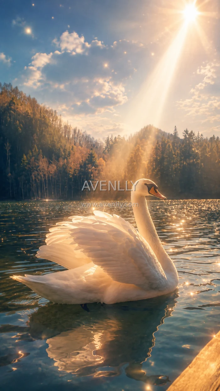 Golden Swan Lake Aesthetic Wallpaper HD