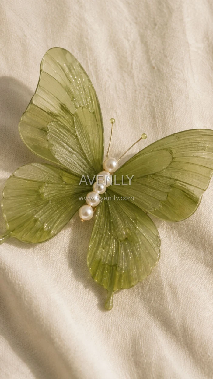 Green Butterfly Pearl Aesthetic Wallpaper