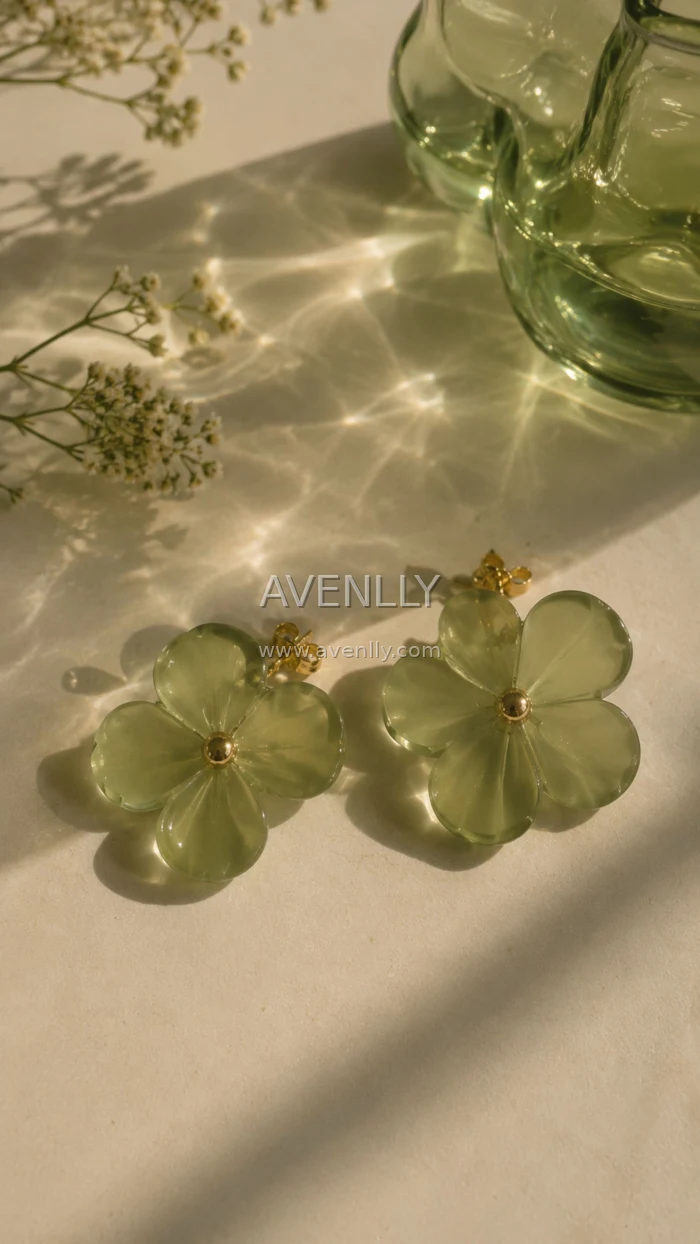 Green Flower Earrings Aesthetic Wallpaper