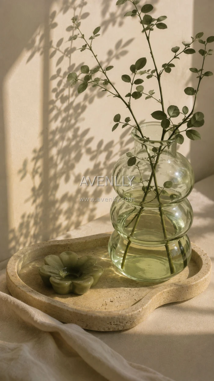 Green Glass Flower Bowl Aesthetic Wallpaper