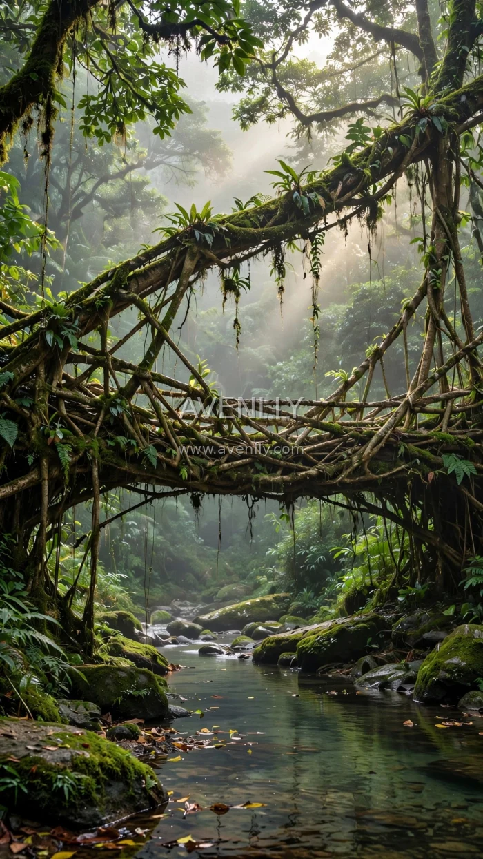 Living Root Bridge in the Rainforest | Nature 4K Wallpaper