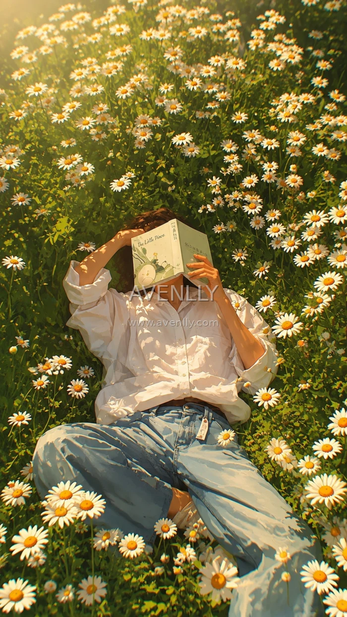 Lost in the Pages | Daisy Field Aesthetic Wallpaper HD
