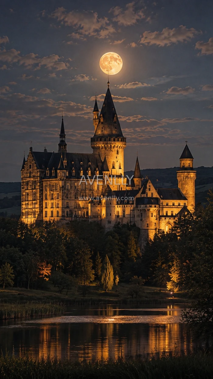 Magical Castle Moonlight Aesthetic Wallpaper