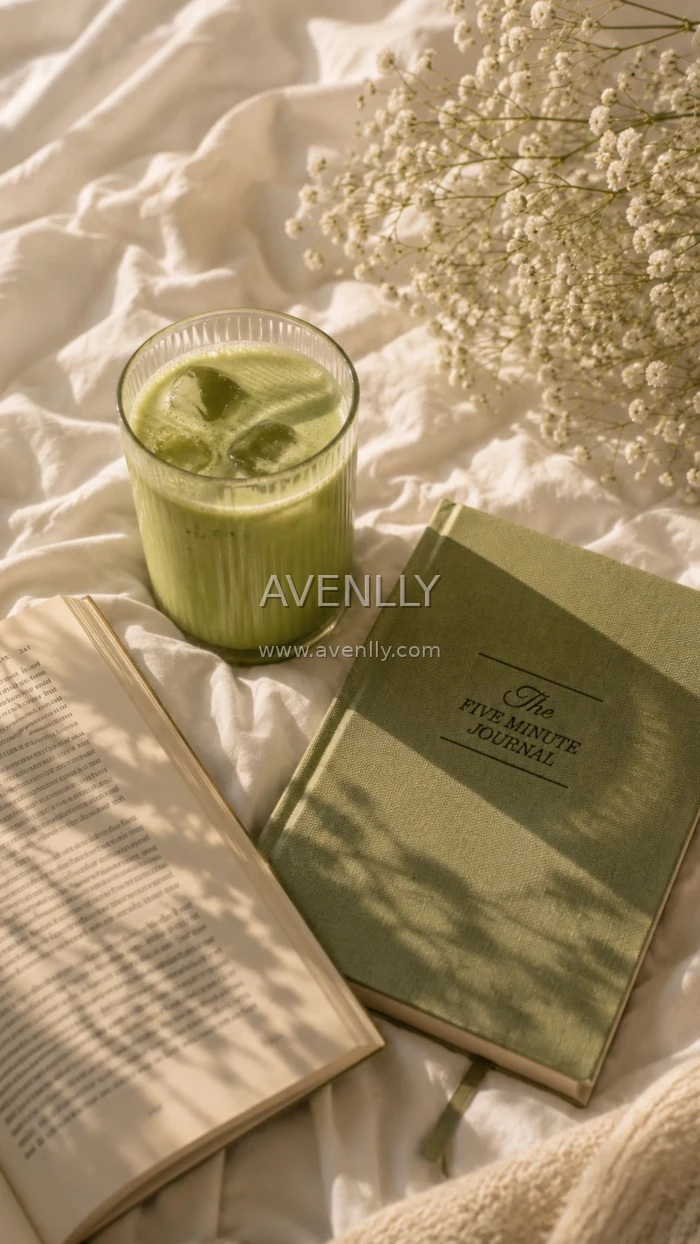 Matcha Latte Aesthetic Wallpaper | Cozy Green Minimal Background