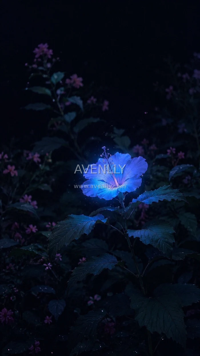 Midnight Blue Enchanted Flower Aesthetic Wallpaper HD