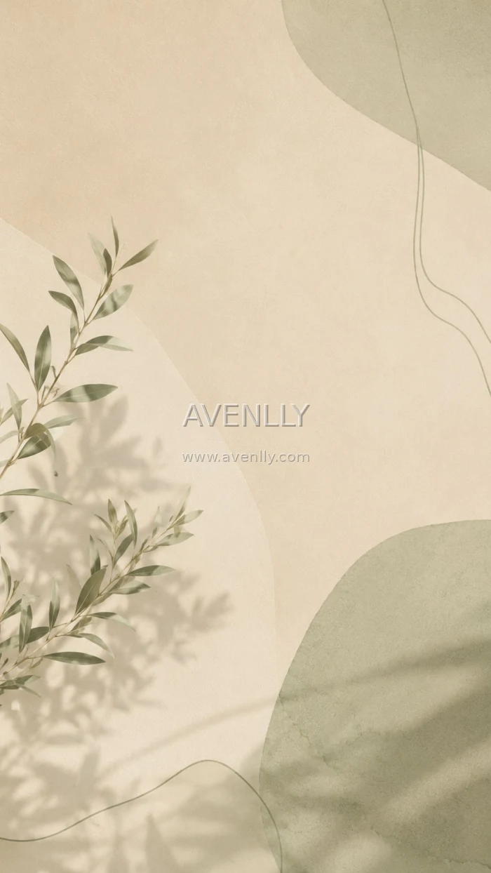 Minimal Botanical Shadow Wallpaper | Beige Sage Green Aesthetic 4K
