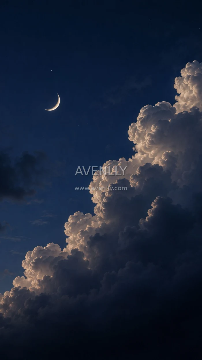 Moon and Clouds Night Sky Wallpaper