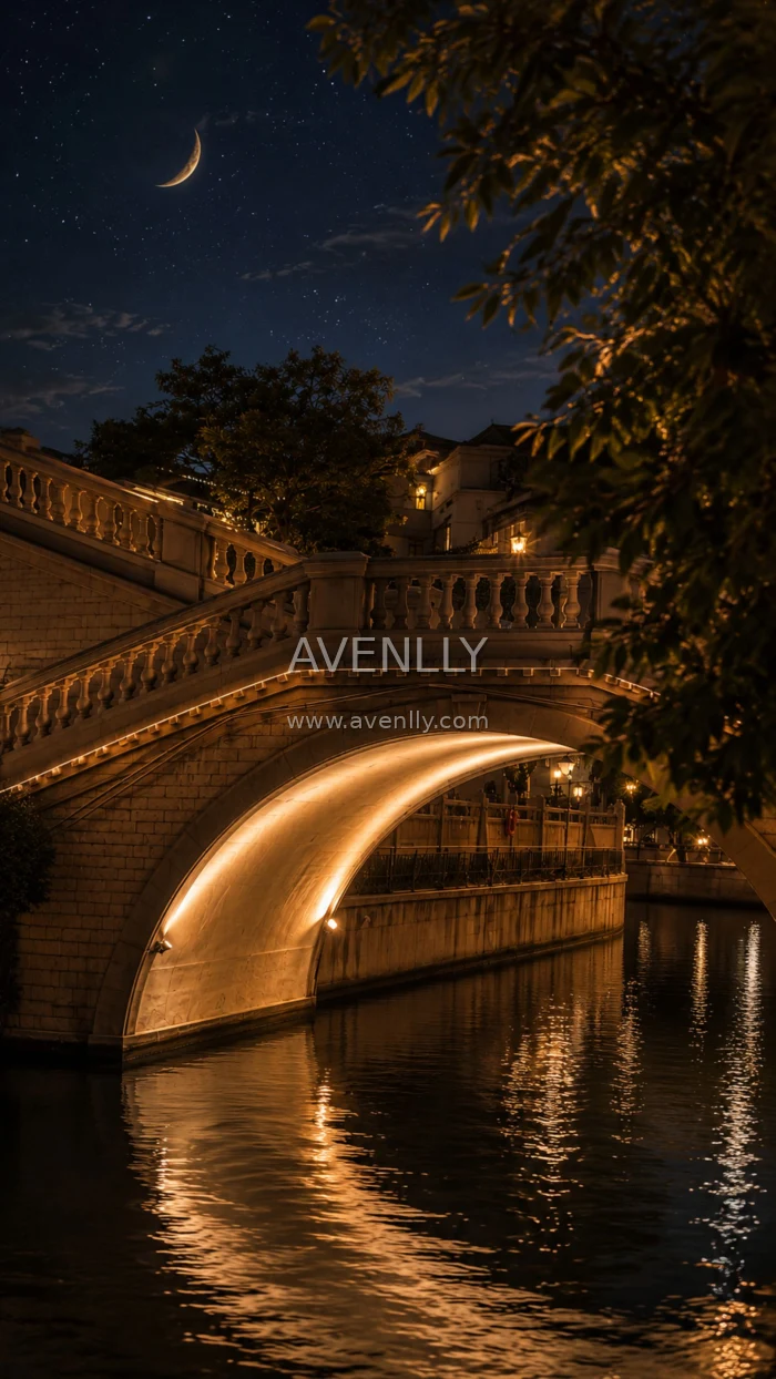 Moonlit Bridge Aesthetic Wallpaper HD