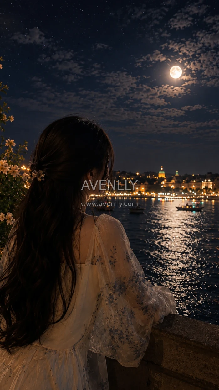 Moonlit City Night Aesthetic Wallpaper