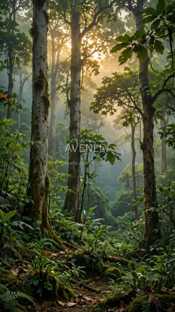 Mystical Rainforest Sunlight 4K Phone Wallpaper