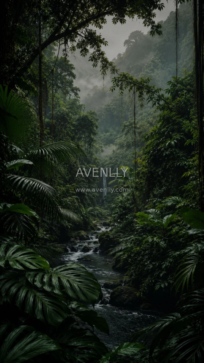Mystical Rainforest Wallpaper | Tropical Jungle Waterfall 4K