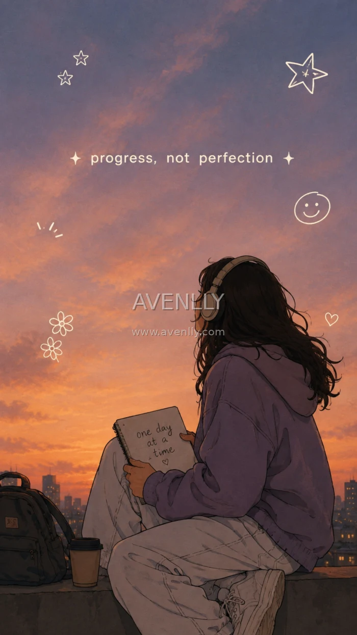 Progress, Not Perfection | Aesthetic Sunset Wallpaper 4K