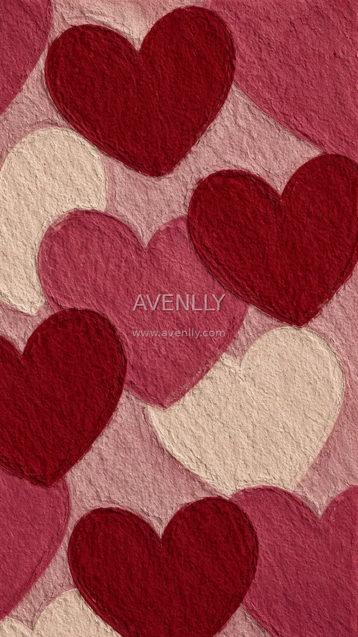 Red Hearts Aesthetic Wallpaper | Hand Painted Romantic Phone Background (4K)