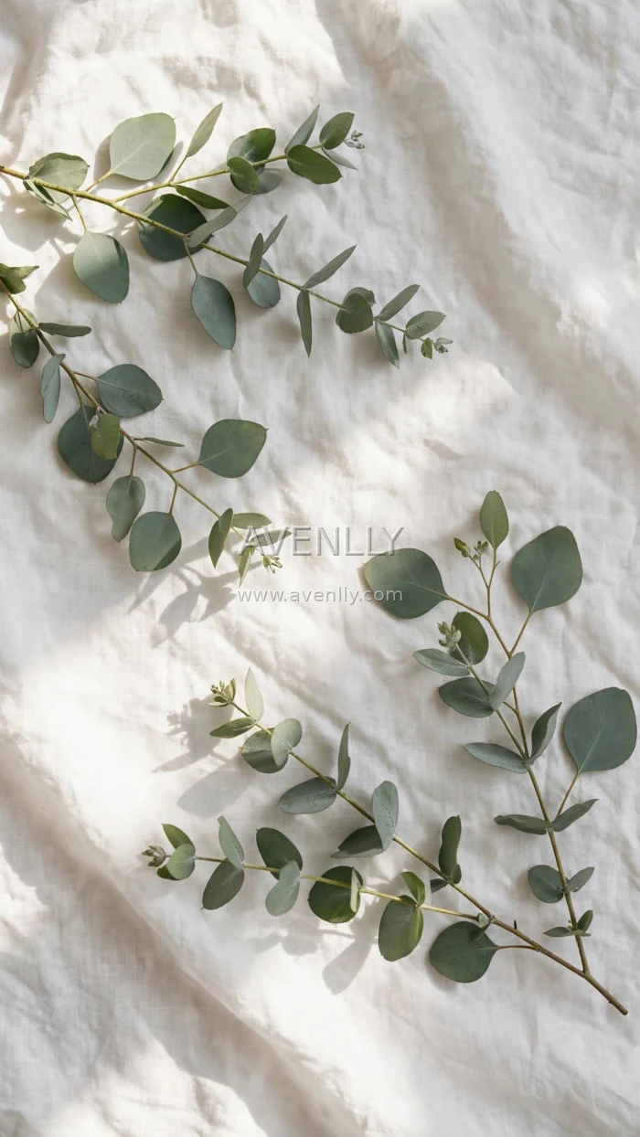 Sage Green Eucalyptus Minimal 4K Wallpaper