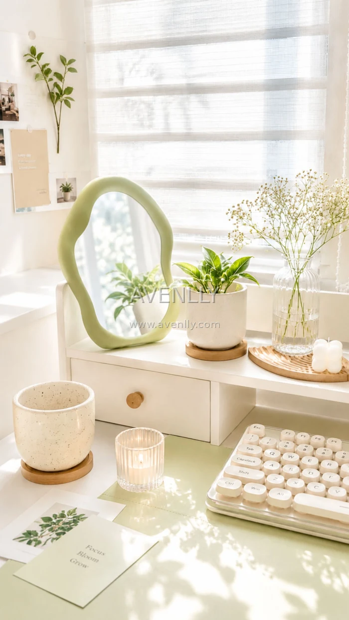 Sage Serenity Workspace Wallpaper HD