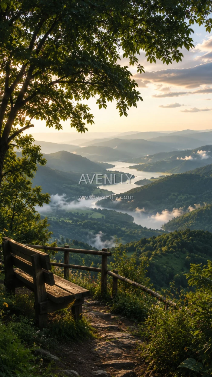 Scenic Mountain Lake View Wallpaper | Peaceful Nature Overlook 4K
