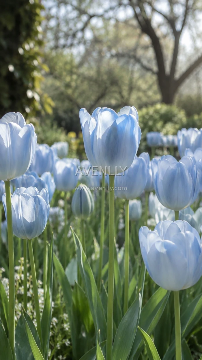 Serene Blue Tulips Wallpaper | Aesthetic HD