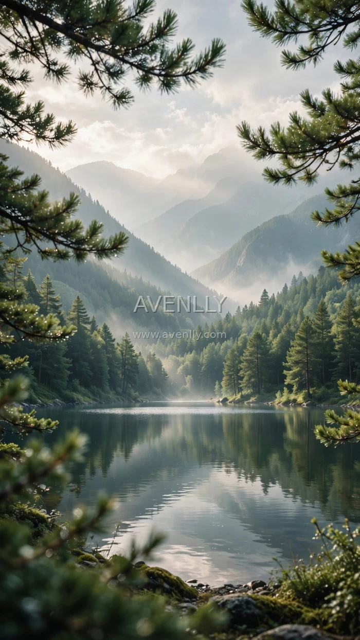 Serene Mountain Lake - Avenlly Premium Cinematic Nature Wallpaper