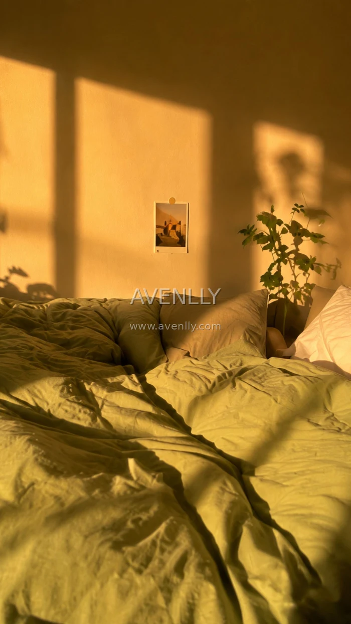 Sunlit Cozy Bedroom Aesthetic Wallpaper | Golden Hour 4K
