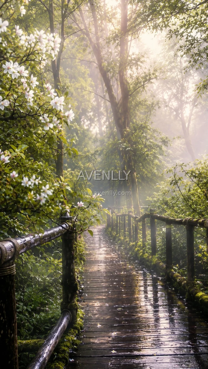 Sunlit Forest Path Aesthetic Wallpaper 4K